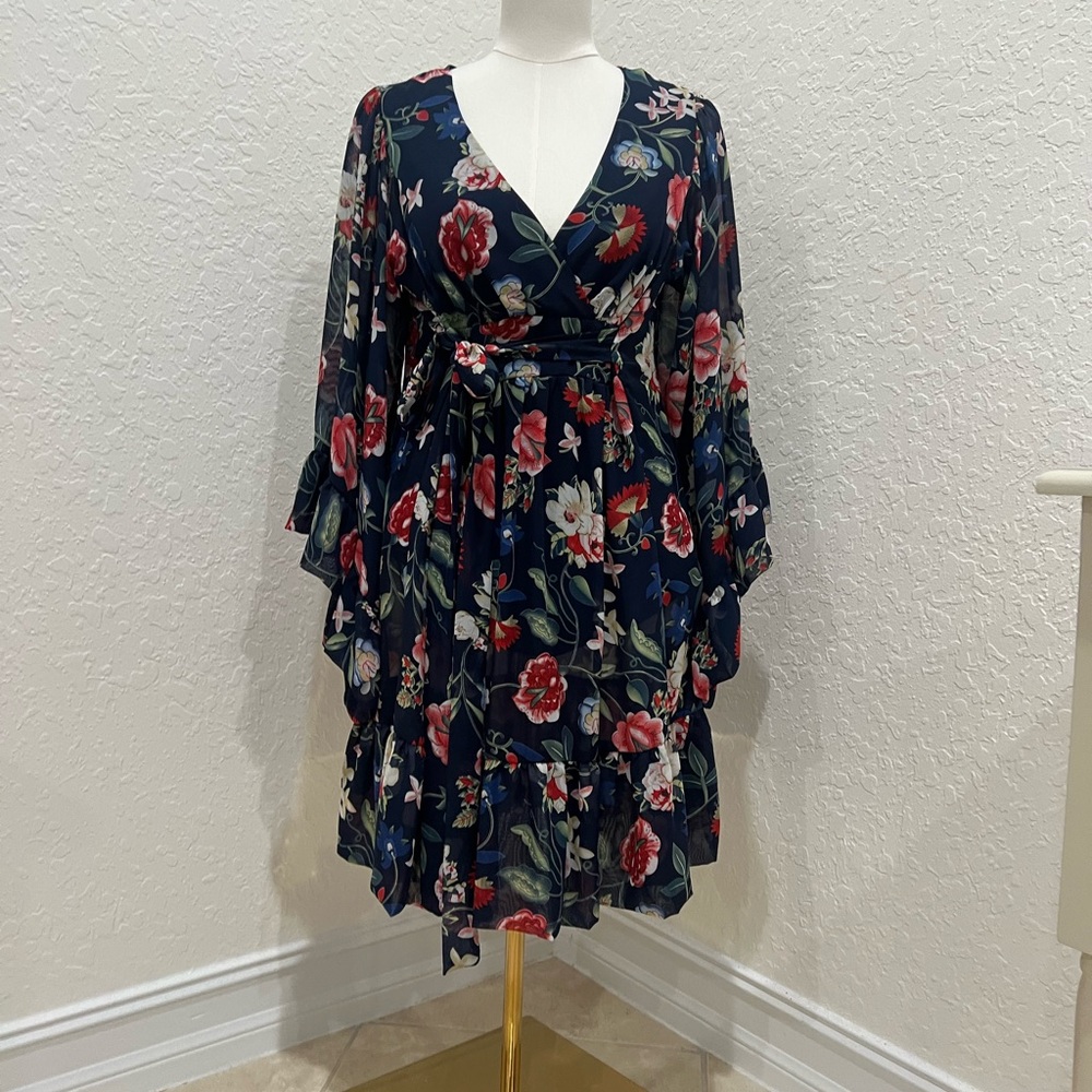 Floral Navy Wrap Dress